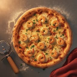 Pizza de camarón al ajillo