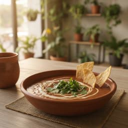 Sopa de frijol y cilantro