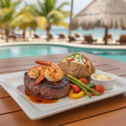 Filet Mignon con Camarones