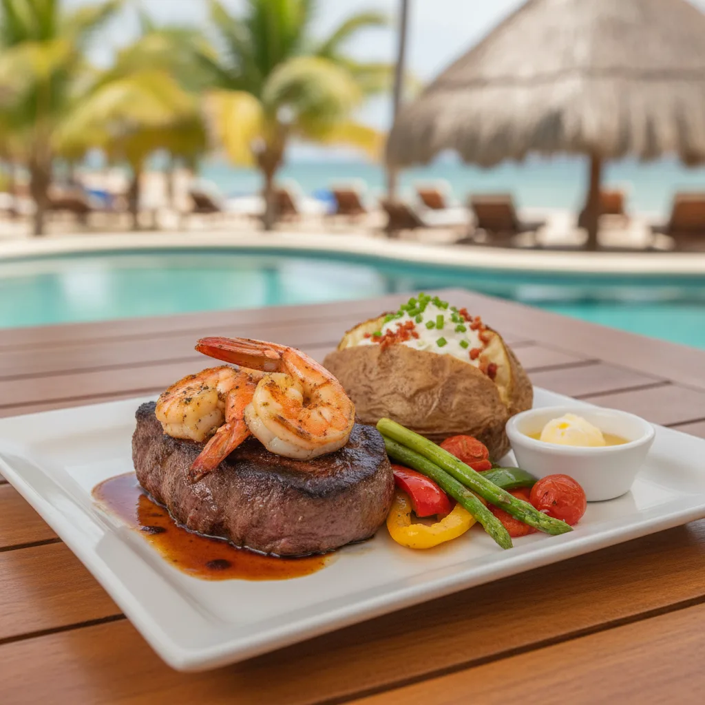 Filet Mignon con Camarones