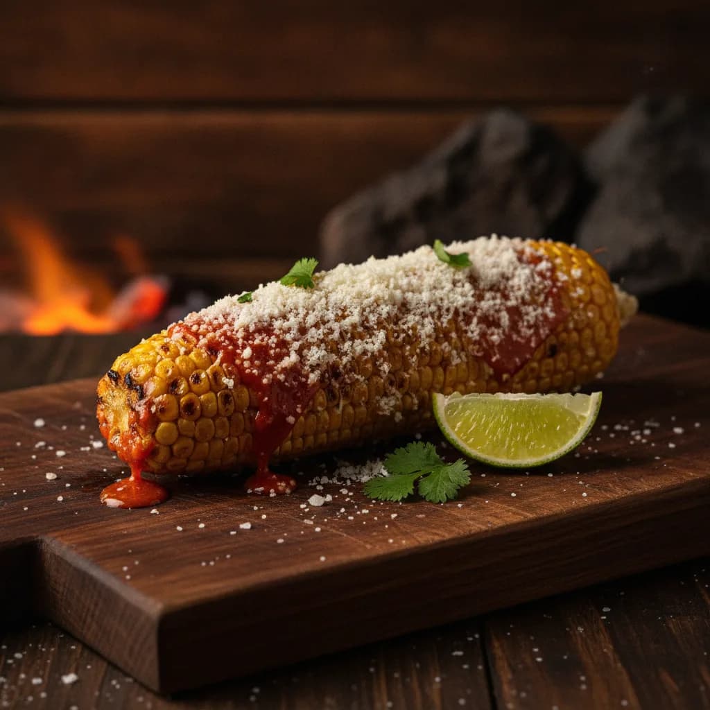 Elote asado con cuajada